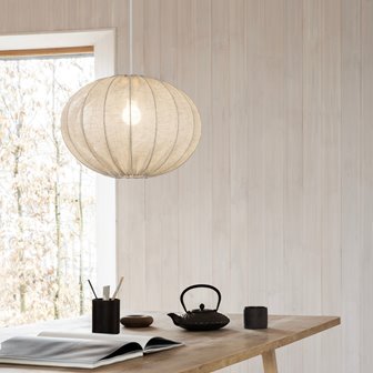 Beżowa lniana lampa kula wisząca Boll